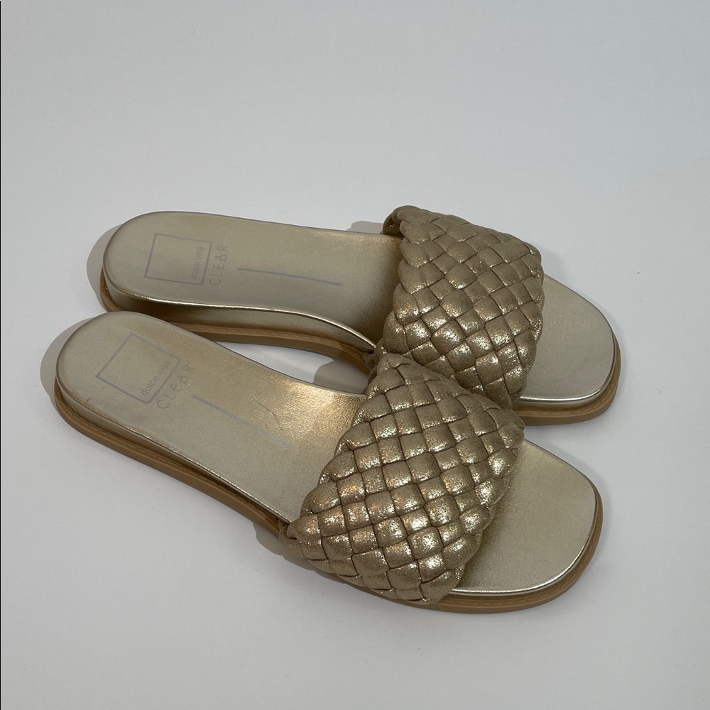 Dolce Vita Grazie Sandals Slides Metallic Gold Size 10